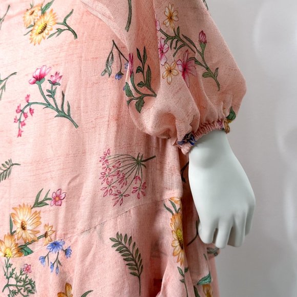 Anthropologie Laia Gaia Floral Print Ruffle Mini Dress in Pink Women’s Size S - Picture 13 of 16